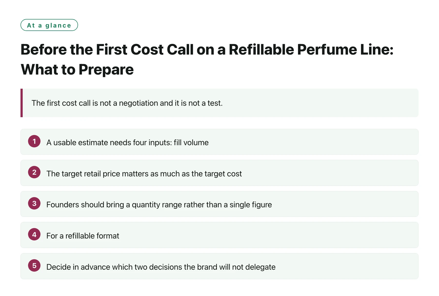 Before the First Cost Call on a Refillable Perfume Line: What to Prepare——全文要点速览